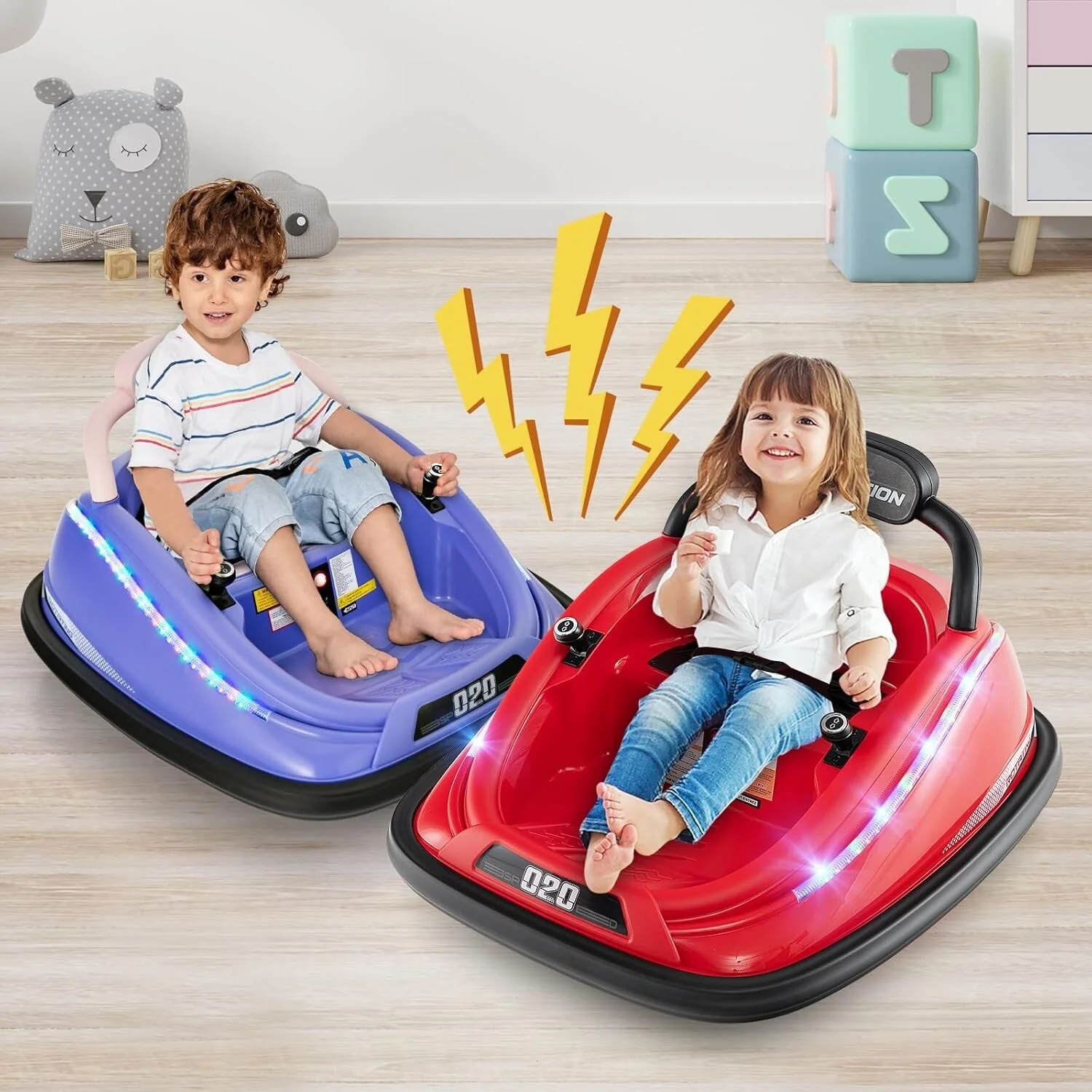 12V Electric Ride-On Bumper Car Toy with Remote Control for Toddlers and Kids - Image 3