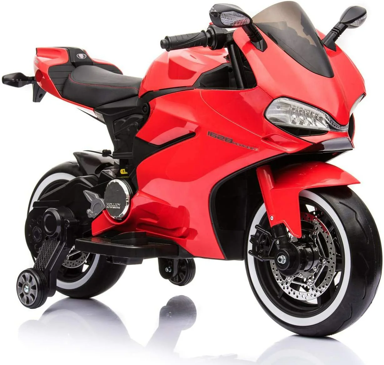 Red 12V Electric Ride-On Motorcycle for Kids with Training Wheels - Image 2