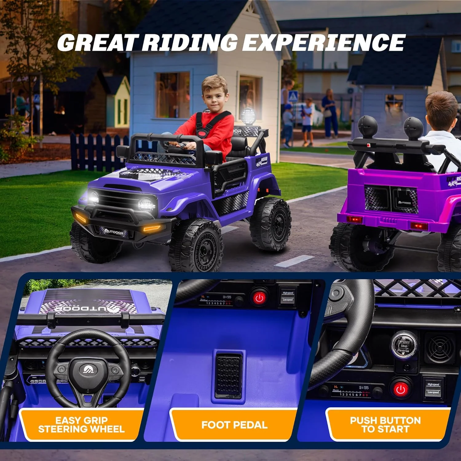 12V Outdoor Cruiser Kids Ride-On Car with Remote Control and Dual 25W Motors - Image 7