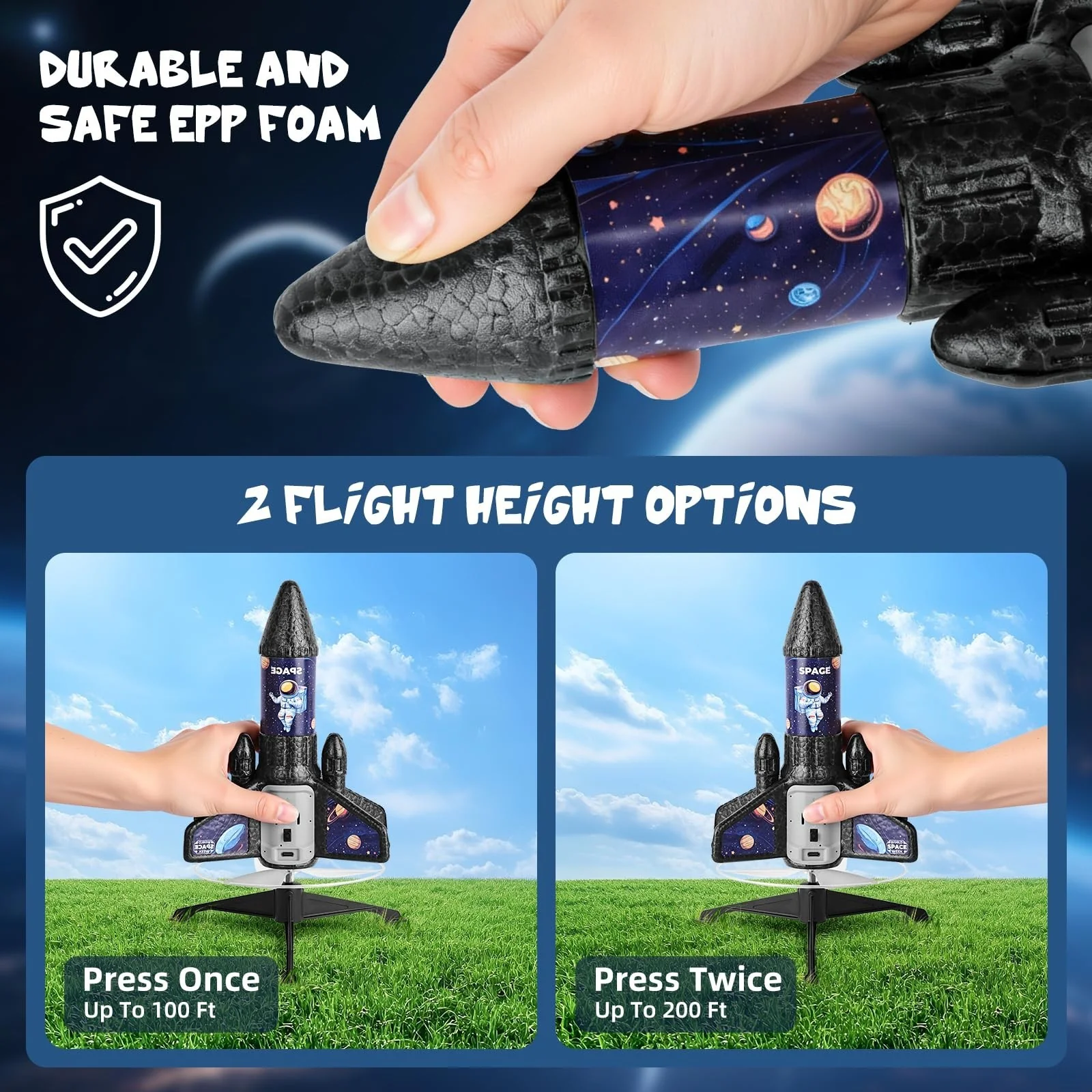 Kids' Outdoor Rocket Launcher with 200ft Automatic Parachute Rockets - Image 5