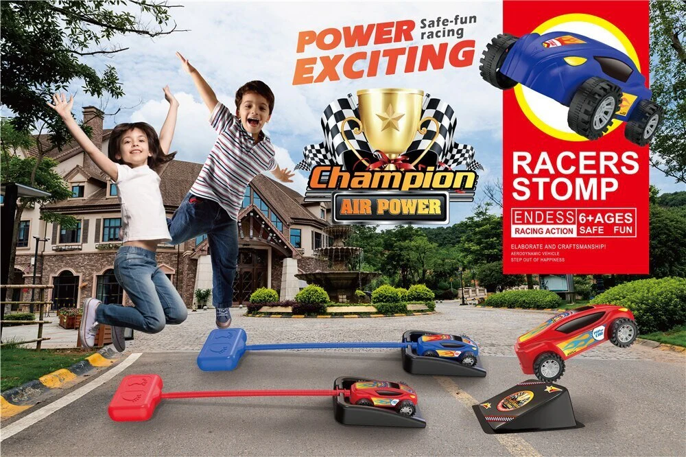 Outdoor Kids Launch Rocket with 2 Pneumatic Foot-Powered Cars Playset - Image 4