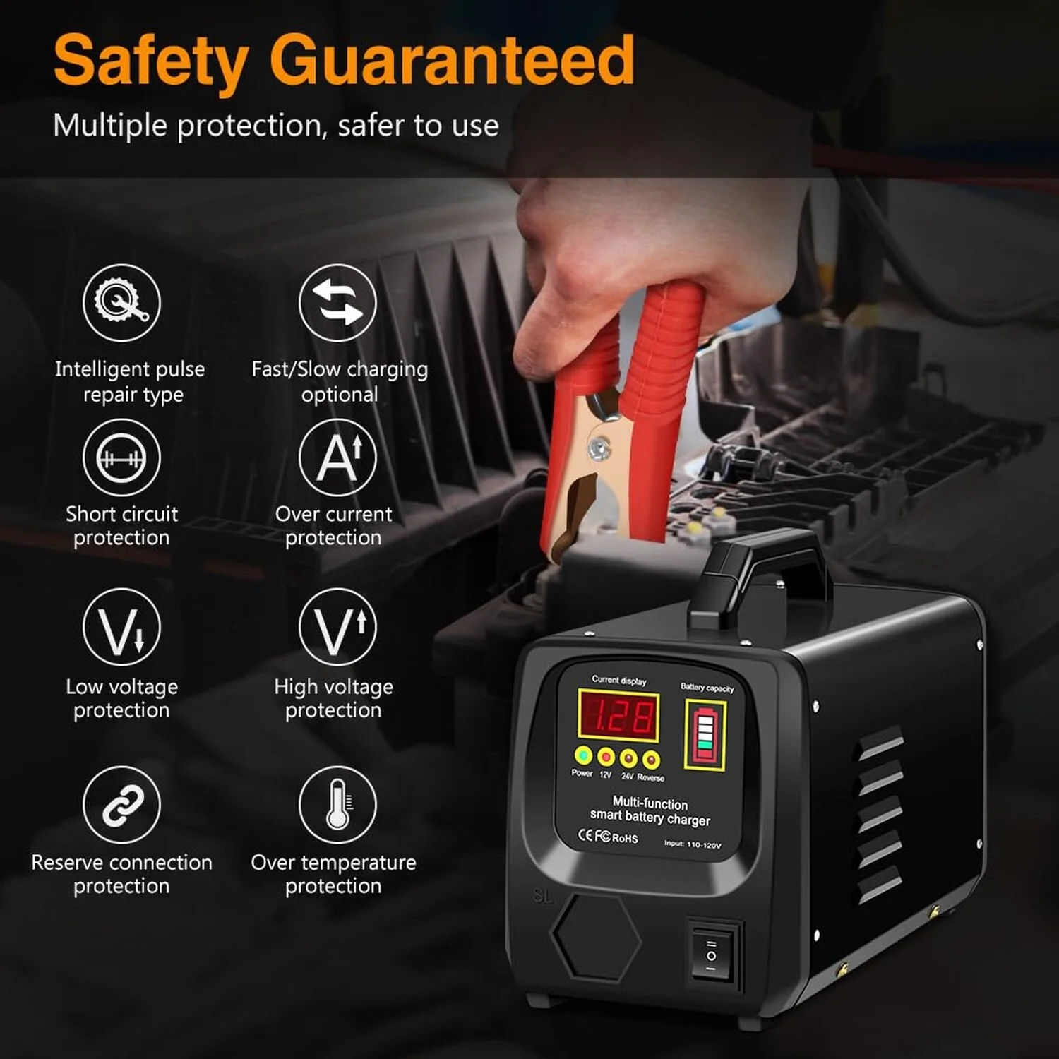24V/12V Fully Automatic Car Battery Charger for Lead Acid Batteries - Image 4