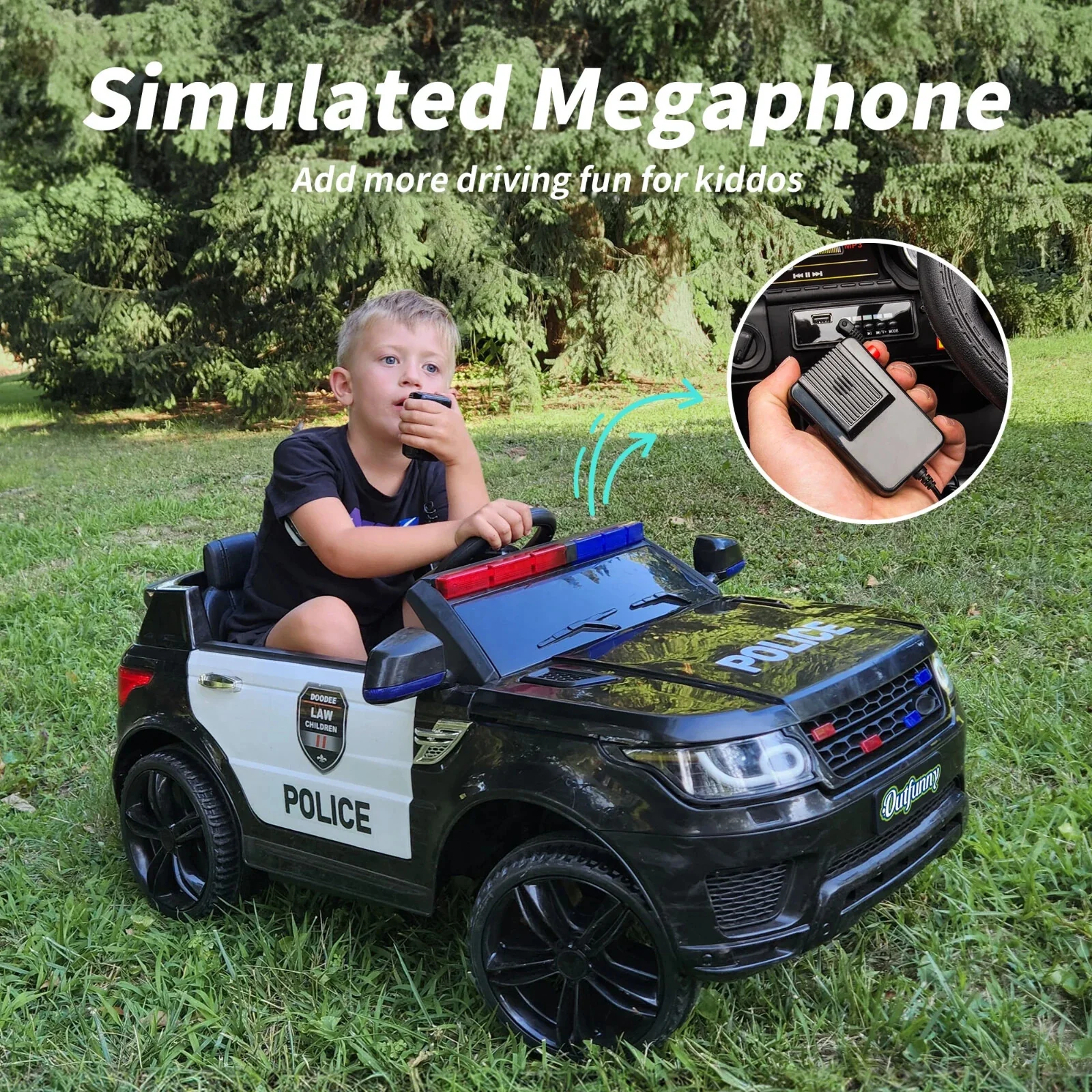 12V Electric Ride-On Police Car for Kids with Remote Control, Blue - Image 7