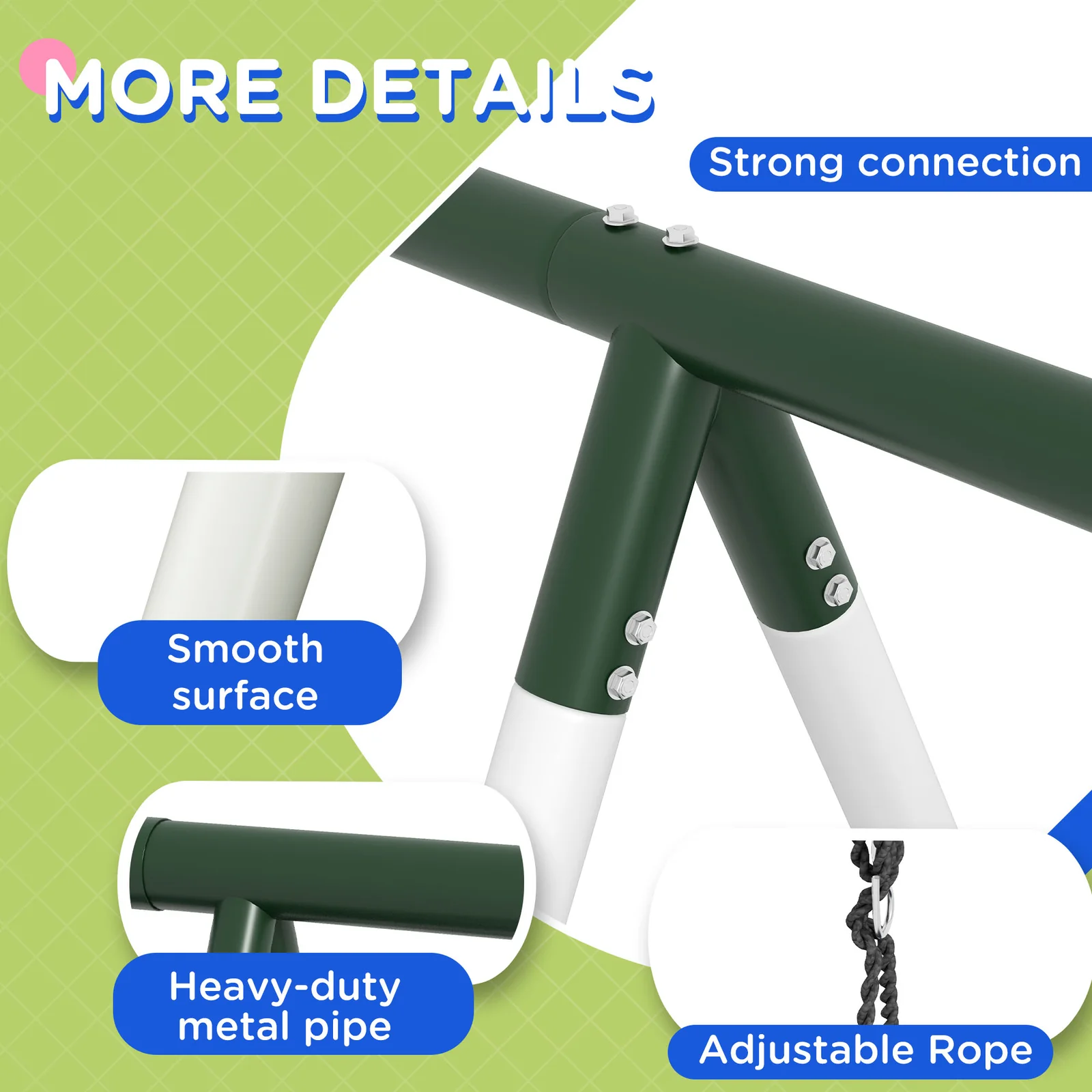 528 lbs Capacity Heavy-Duty 5-in-1 Backyard Swing Set with A-Frame Stand - Image 3