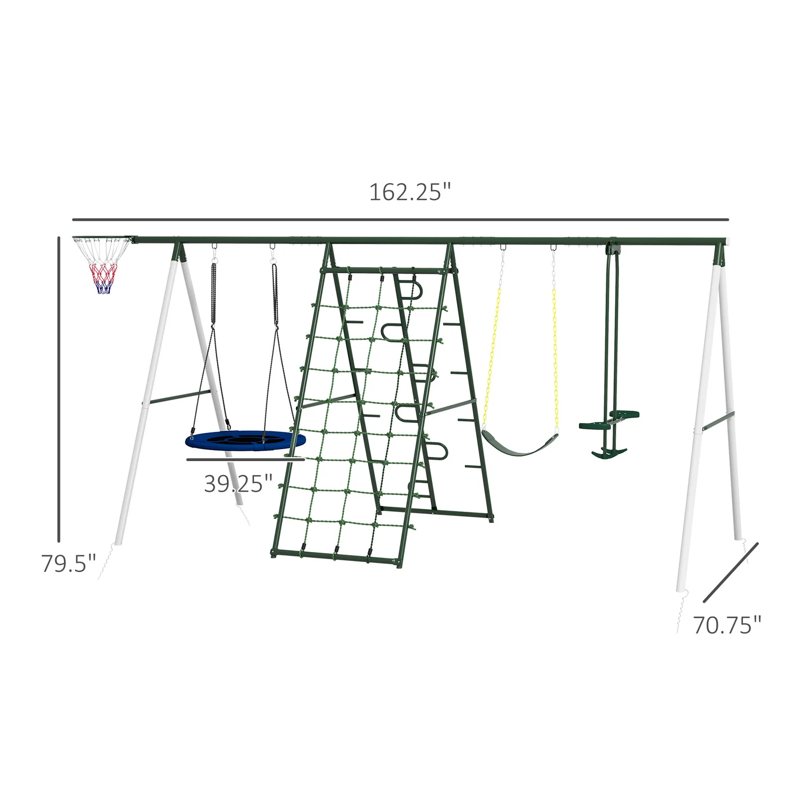 528 lbs Capacity Heavy-Duty 5-in-1 Backyard Swing Set with A-Frame Stand - Image 7