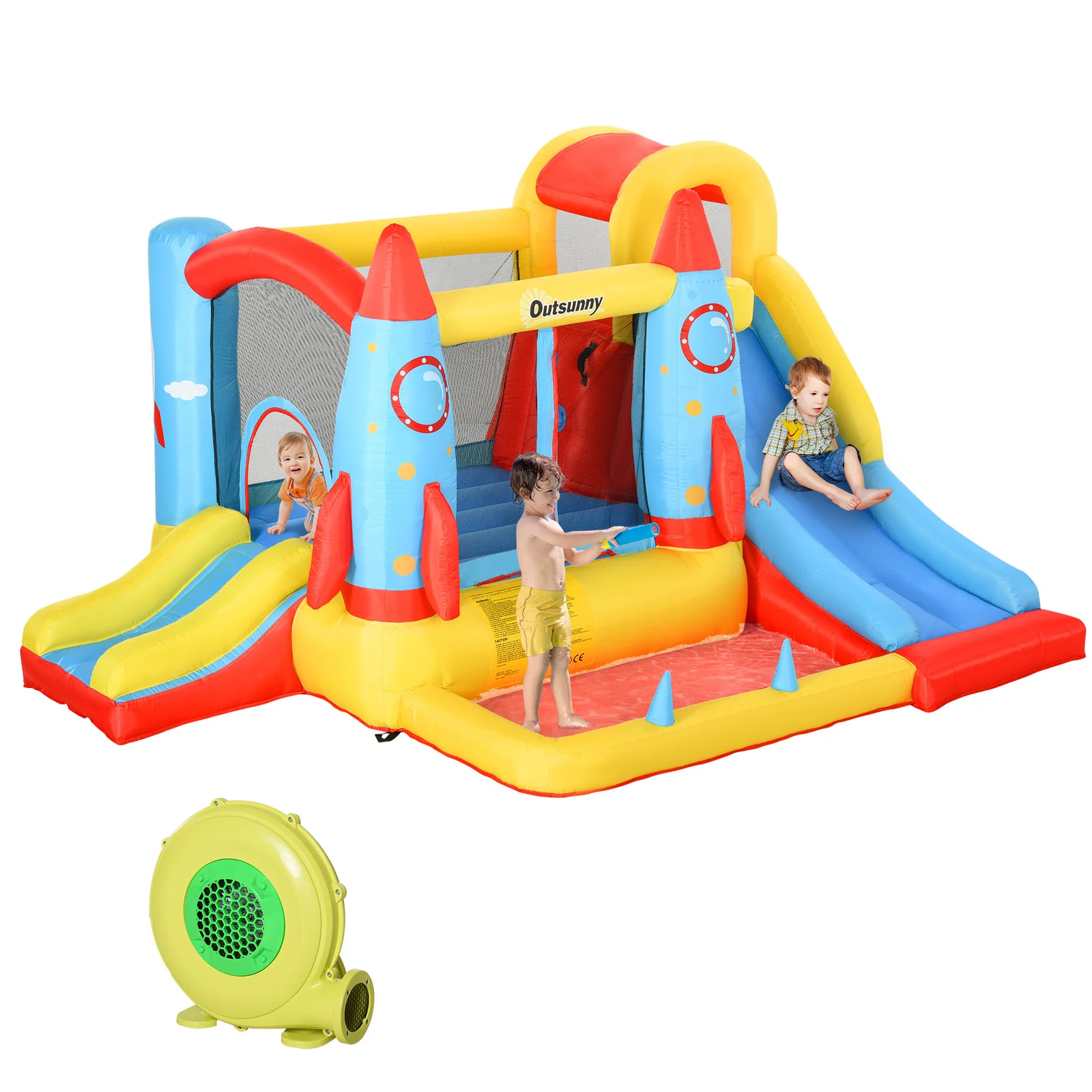 Kids 4-in-1 Inflatable Water Slide Bounce House and Jumping Castle with Dual Slides