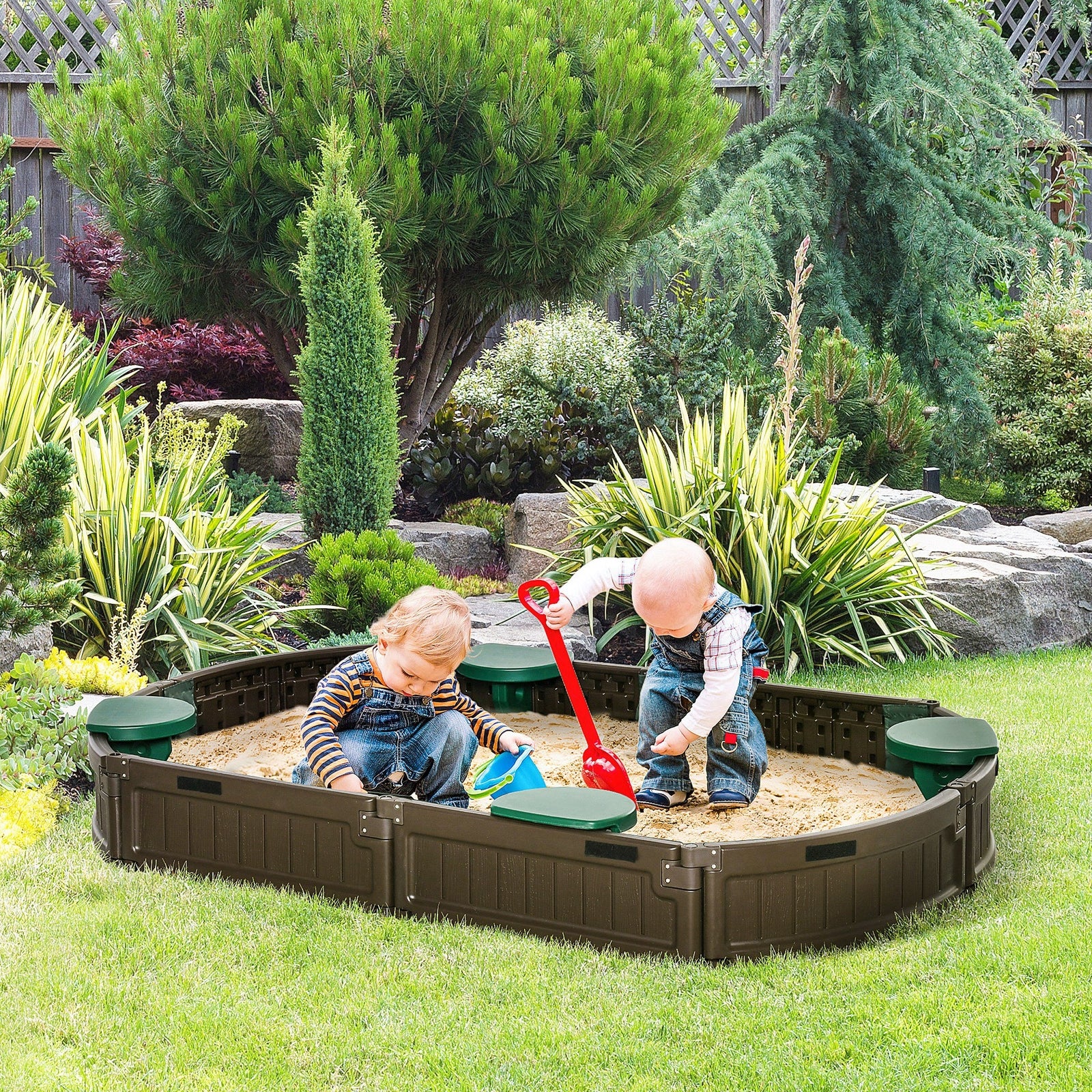 Children's Outdoor Sandbox with Cover for Garden Bed, Easy Assembly - Image 2