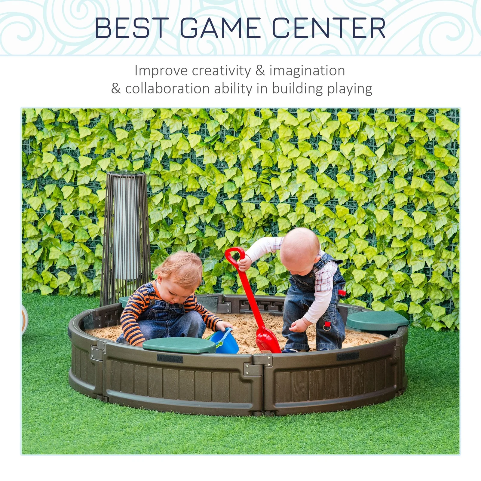 Kids Outdoor Sandbox with Cover for Garden Play, Easy Assembly - Image 8