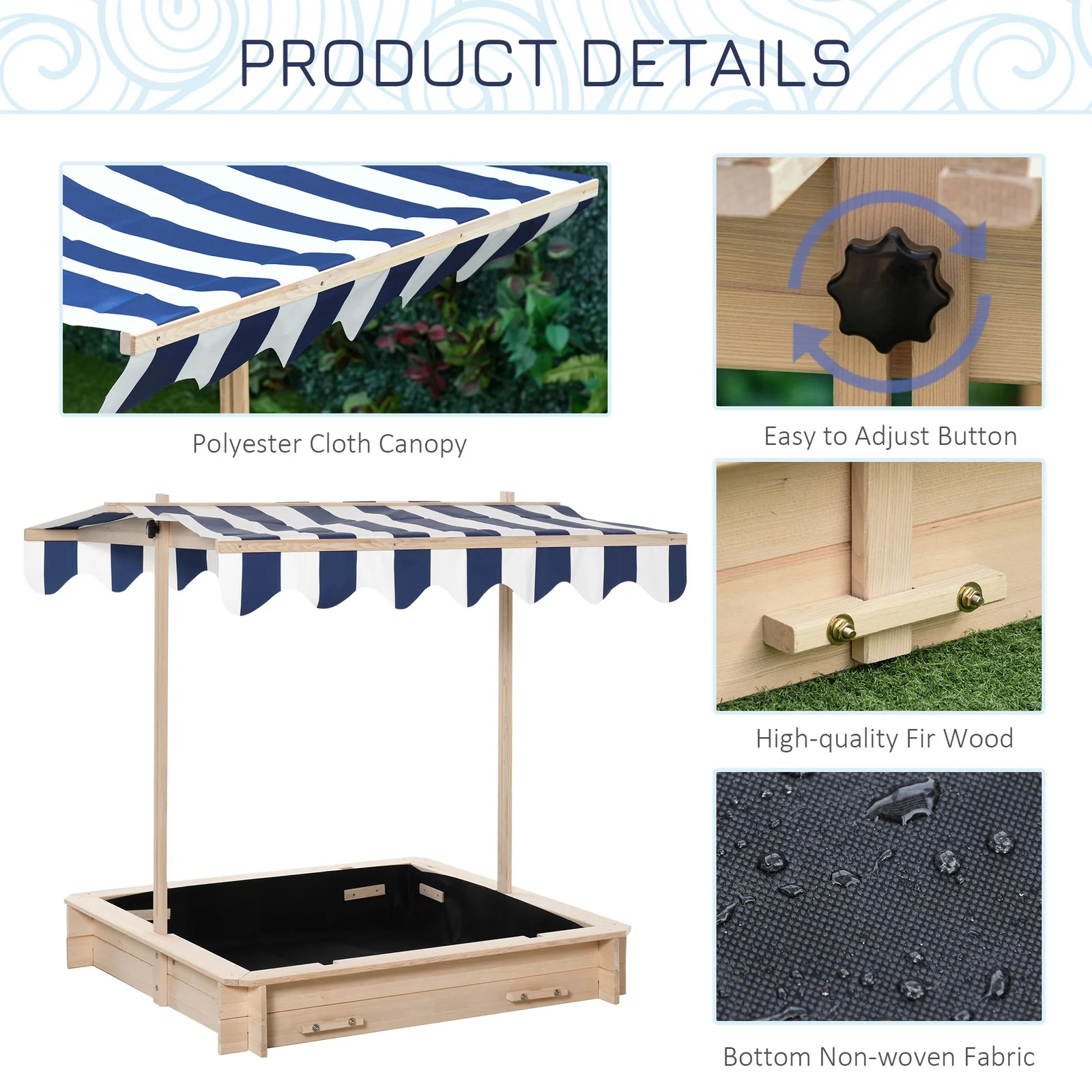 Wooden Kids Sandbox with Cover and Foldable Bench for Outdoor Play - Image 7