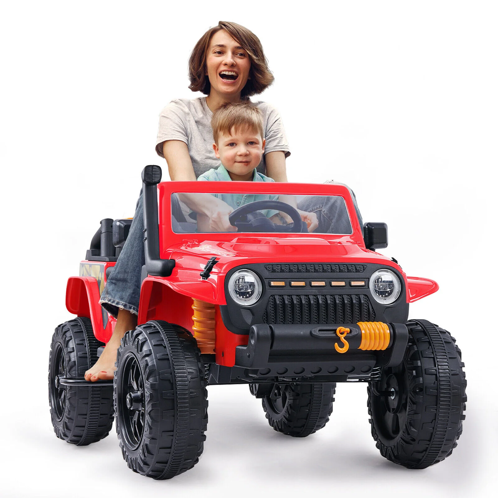 Parent-Child Ride-On Truck with LED Lights, FM Radio, and Bluetooth - 12V Kids Car - Image 15