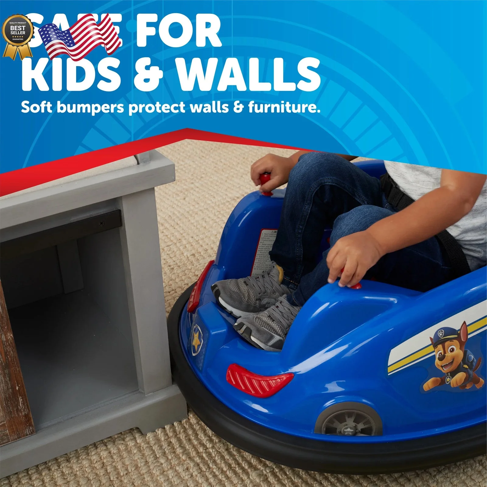 6V Battery-Powered Electric PAW Patrol Bumper Ride-On Car - Image 4