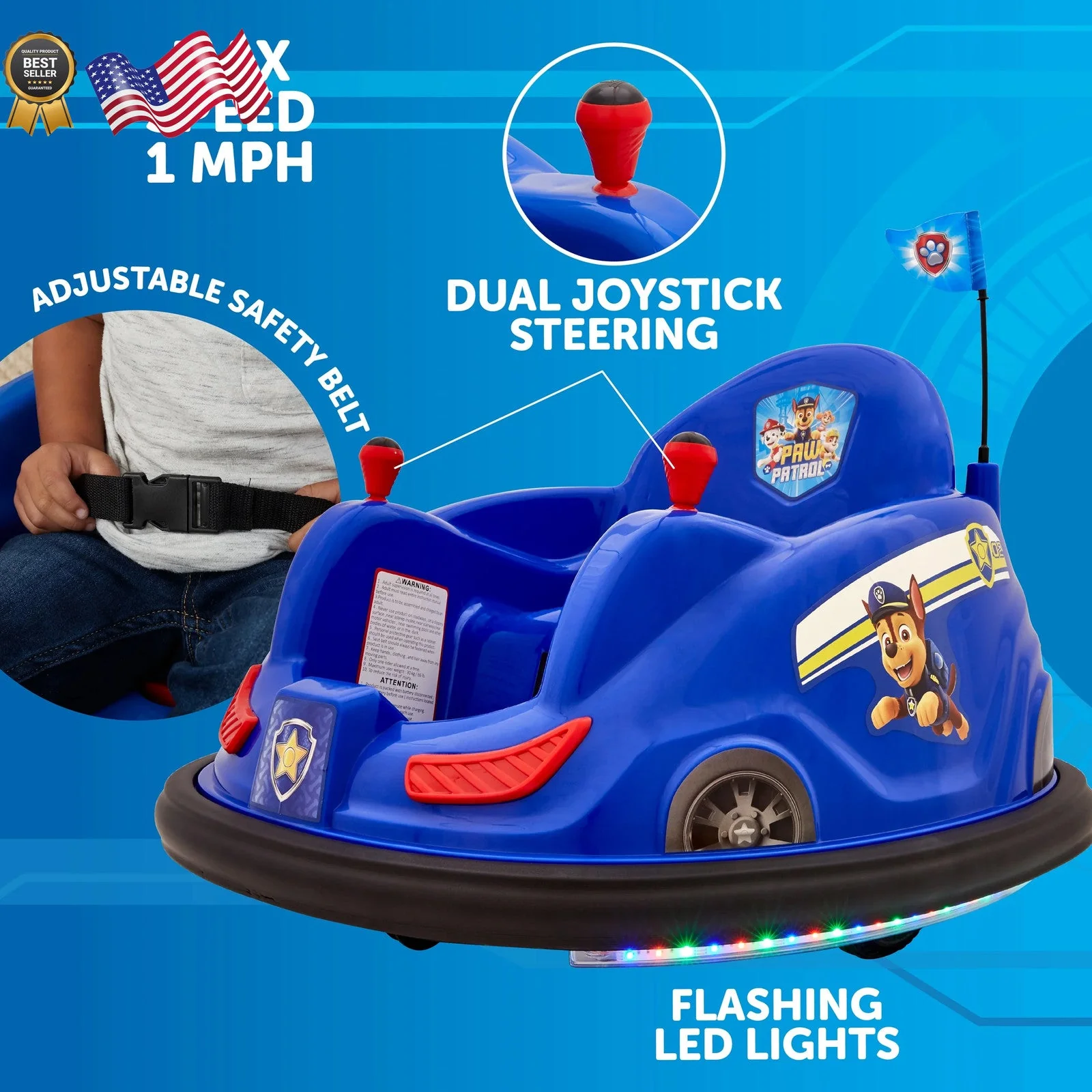6V Battery-Powered Electric PAW Patrol Bumper Ride-On Car - Image 5