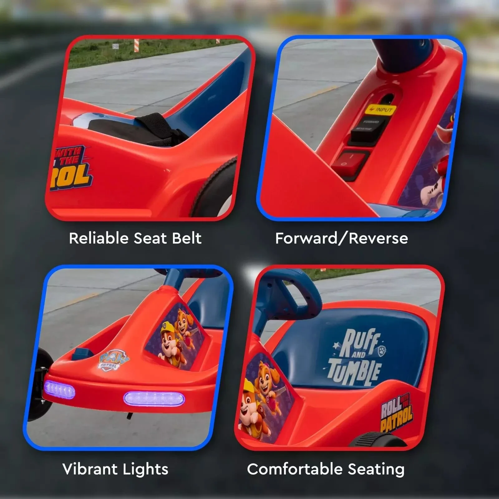 Paw Patrol Chase 6V Electric Ride-On Go-Kart for Kids with Lights and Sounds - Image 4