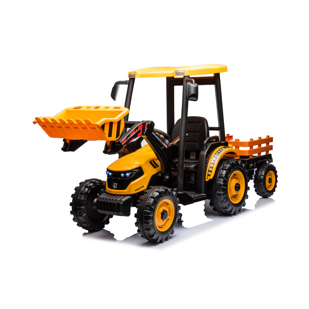 Kids' 24V Ride-On Pedal Tractor with Working Loader and Backhoe Digger - Image 6