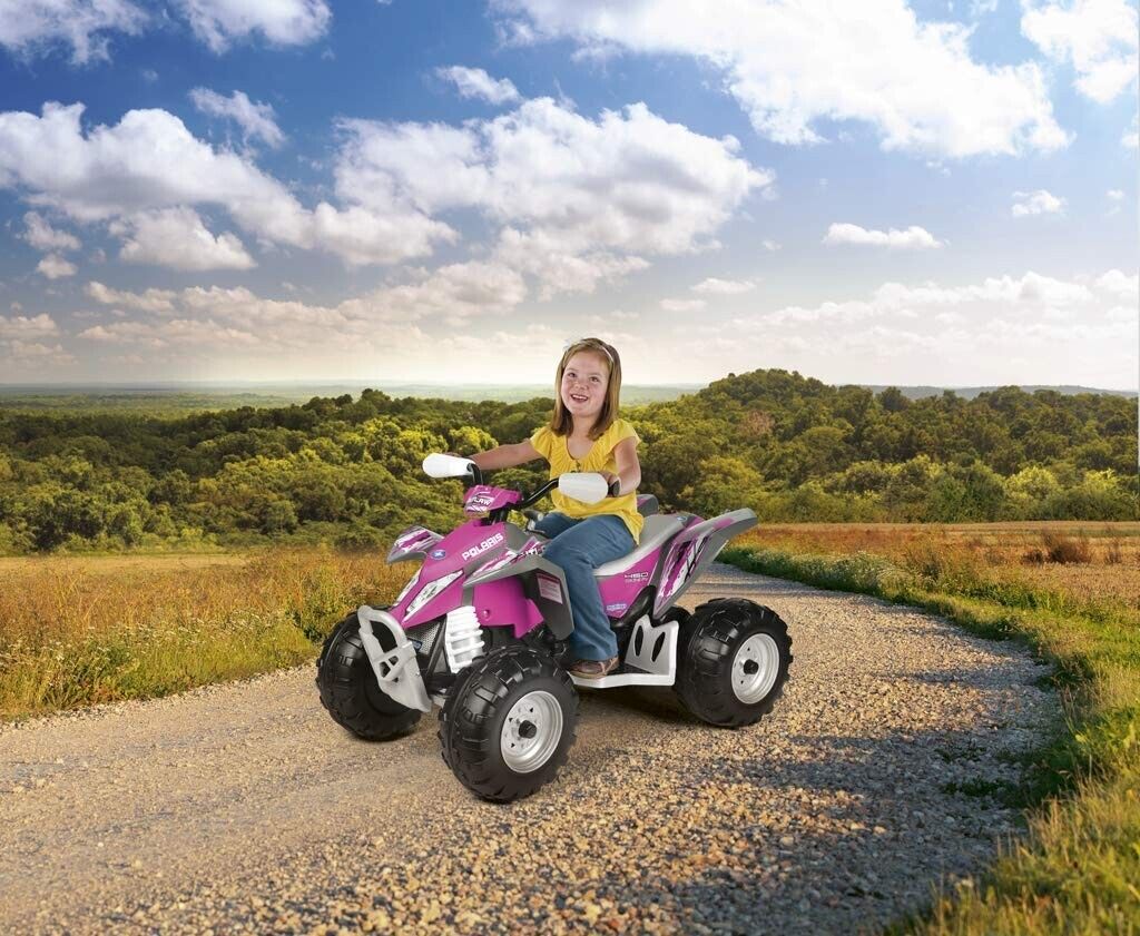 Peg Perego Polaris Outlaw Pink Electric Ride-On Quad 2-Speed 2.5 or 5 Mph 12V - Image 4