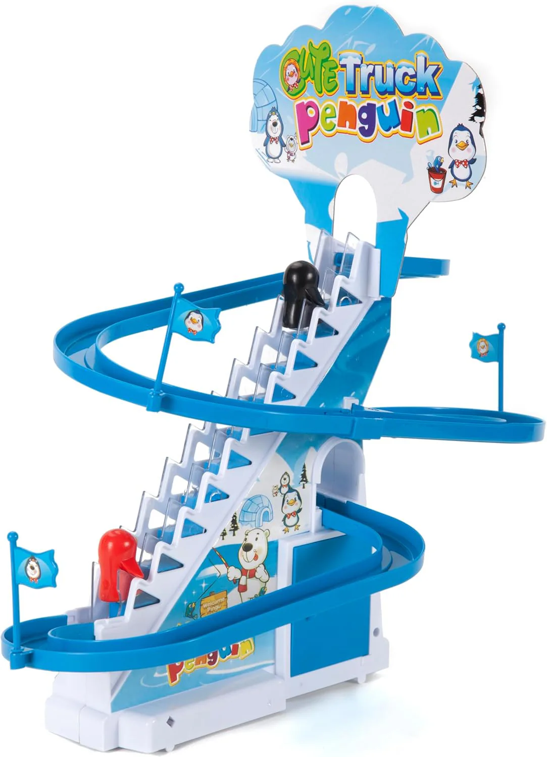 Musical Penguin Roller Coaster Race Track Playset - Image 3