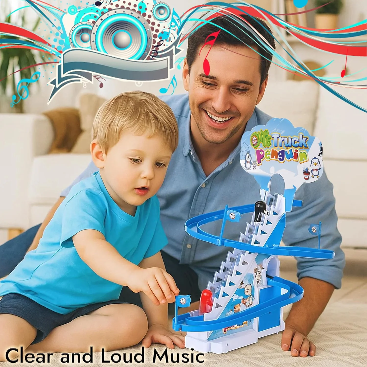 Musical Penguin Roller Coaster Race Track Playset - Image 6