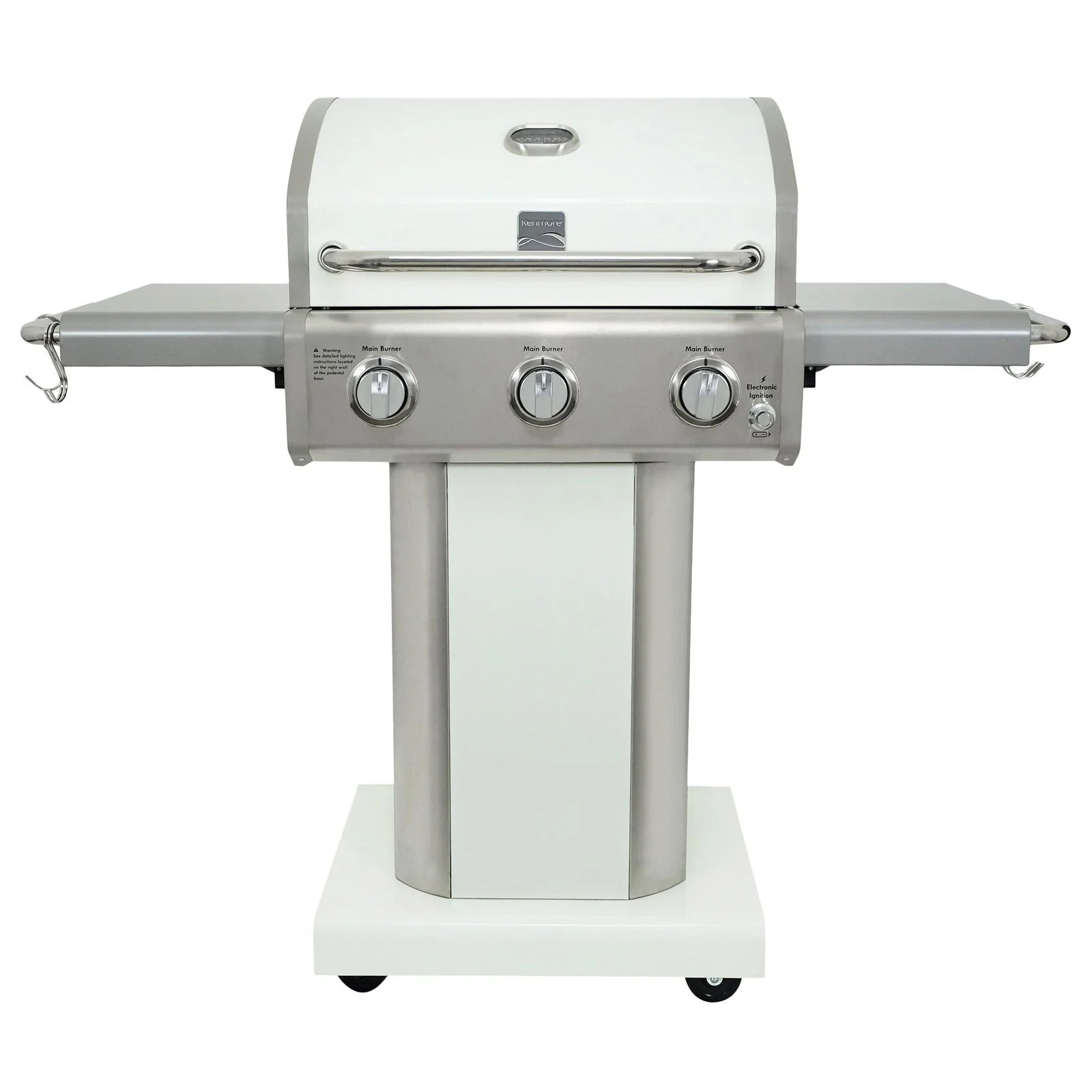 3 Burner Pedestal Gas Grill - Pearl