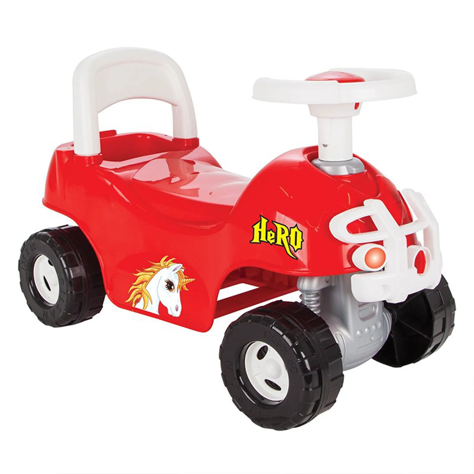 Hero Pedalless Ride-On ATV for Kids with Horn, Suitable for Ages 36 Months and Up, Red