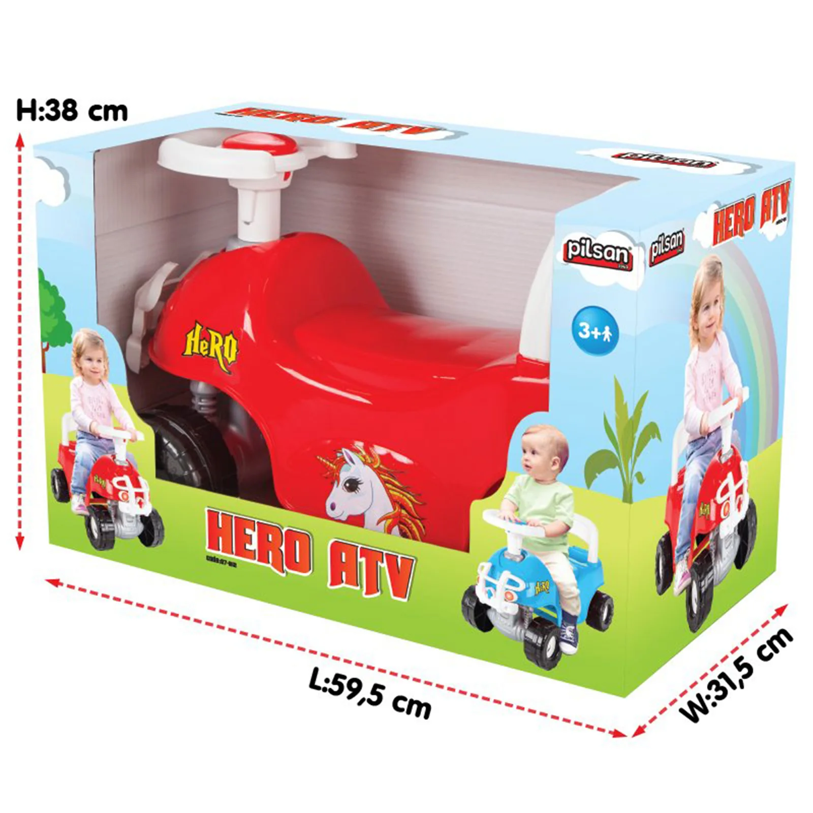 Hero Pedalless Ride-On ATV for Kids with Horn, Suitable for Ages 36 Months and Up, Red - Image 6