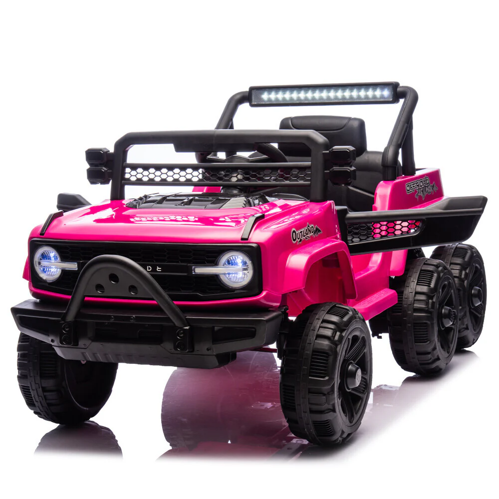 Pink 12V Electric Kids Ride-On Jeep Truck Toy with 6-Wheel Suspension and Remote Control - Image 9
