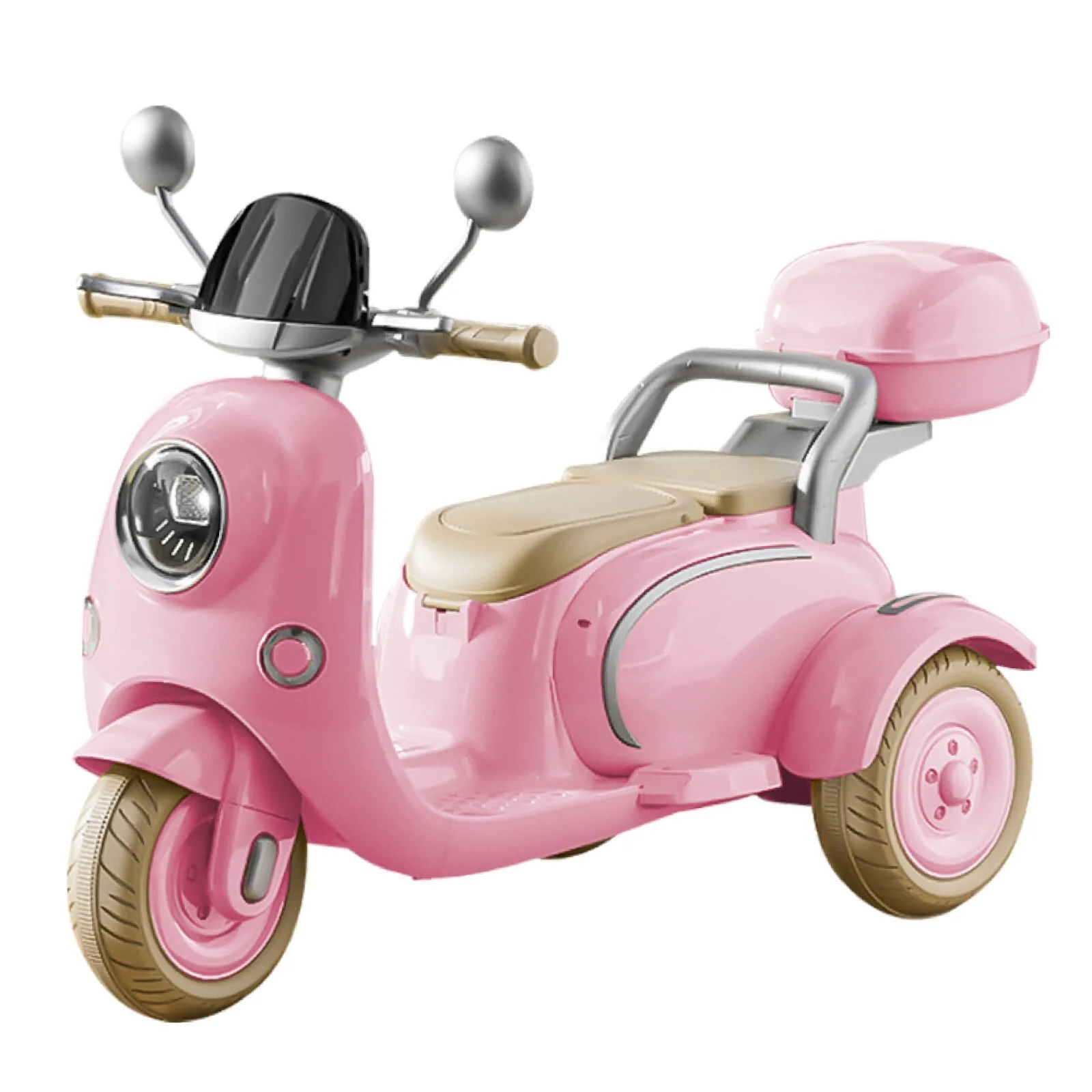 12V Pink Electric Ride-On Motorcycle for Girls with Battery and LED Lights