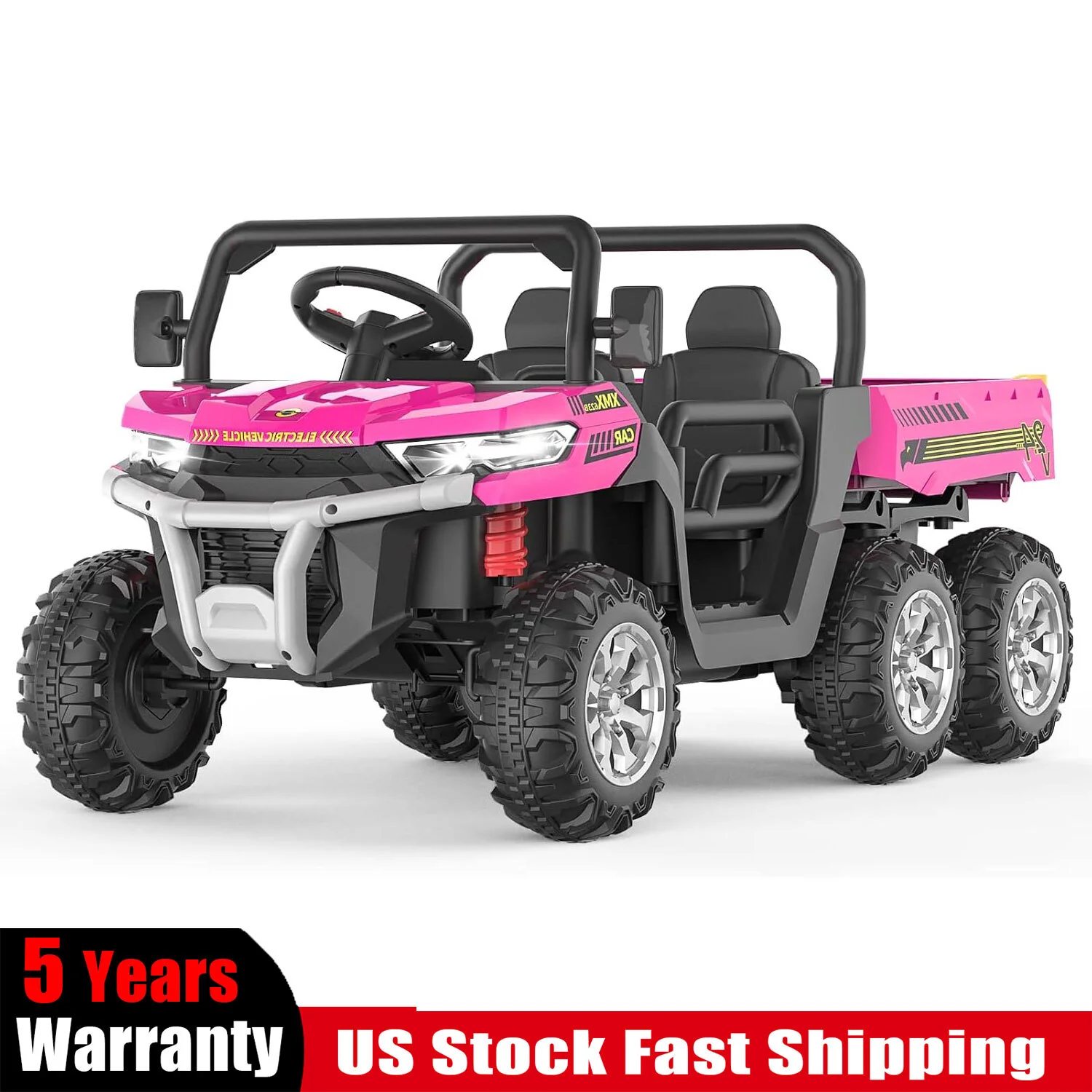 24V Pink 2-Seater Electric Ride-On Kids Dump Truck 4WD Off-Road with Remote Control