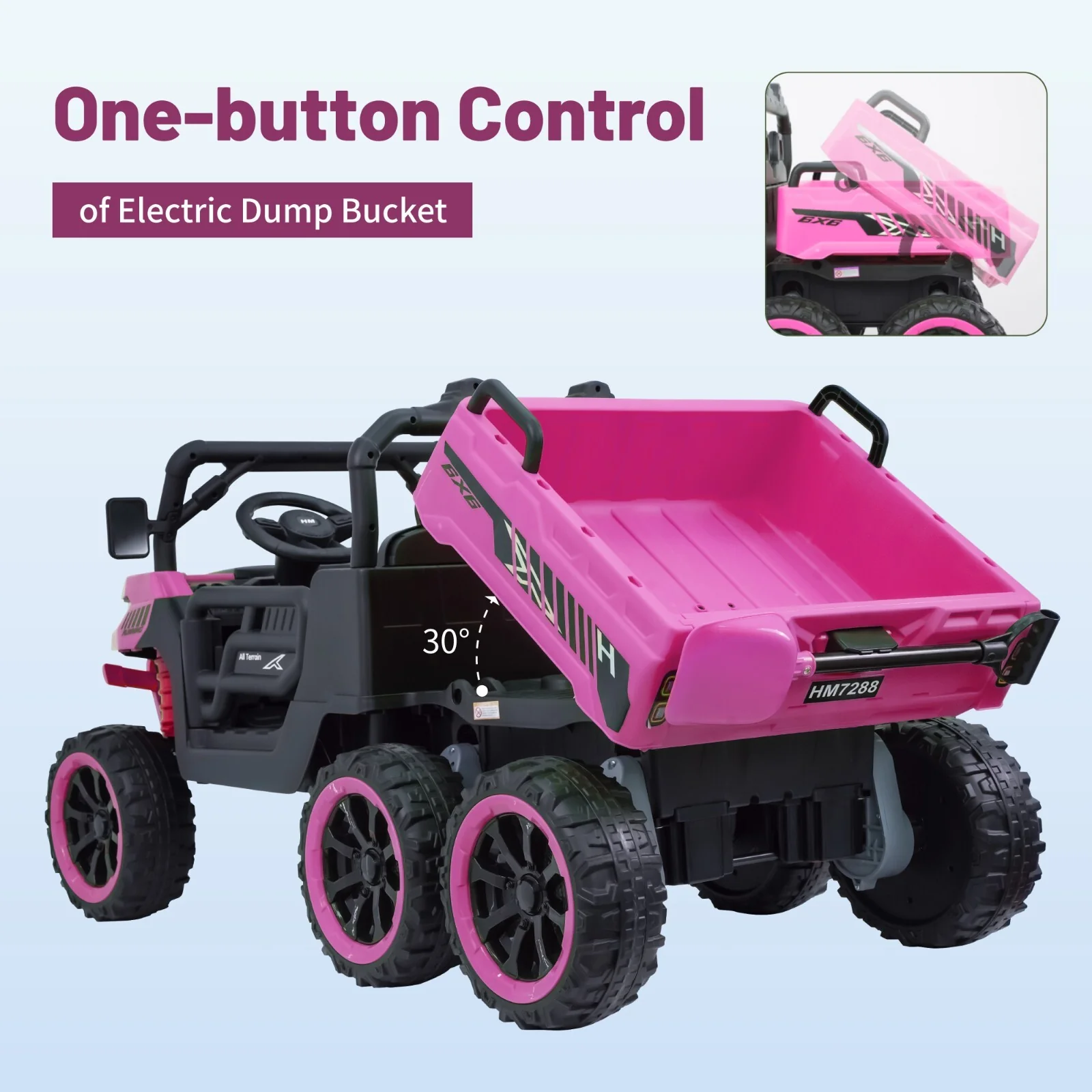 24V Pink Electric 2-Seater Kids Ride-On Truck with Remote Control and Power Wheels - Image 5