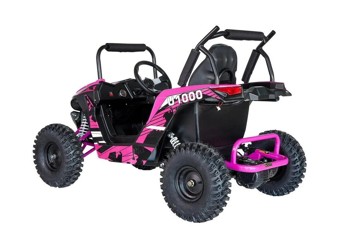 Pink 48V 1000W UTV Children's Electric Three Speed Single Seat Brushless Roll Cage - Image 2