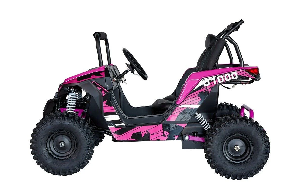 Pink 48V 1000W UTV Children's Electric Three Speed Single Seat Brushless Roll Cage - Image 3