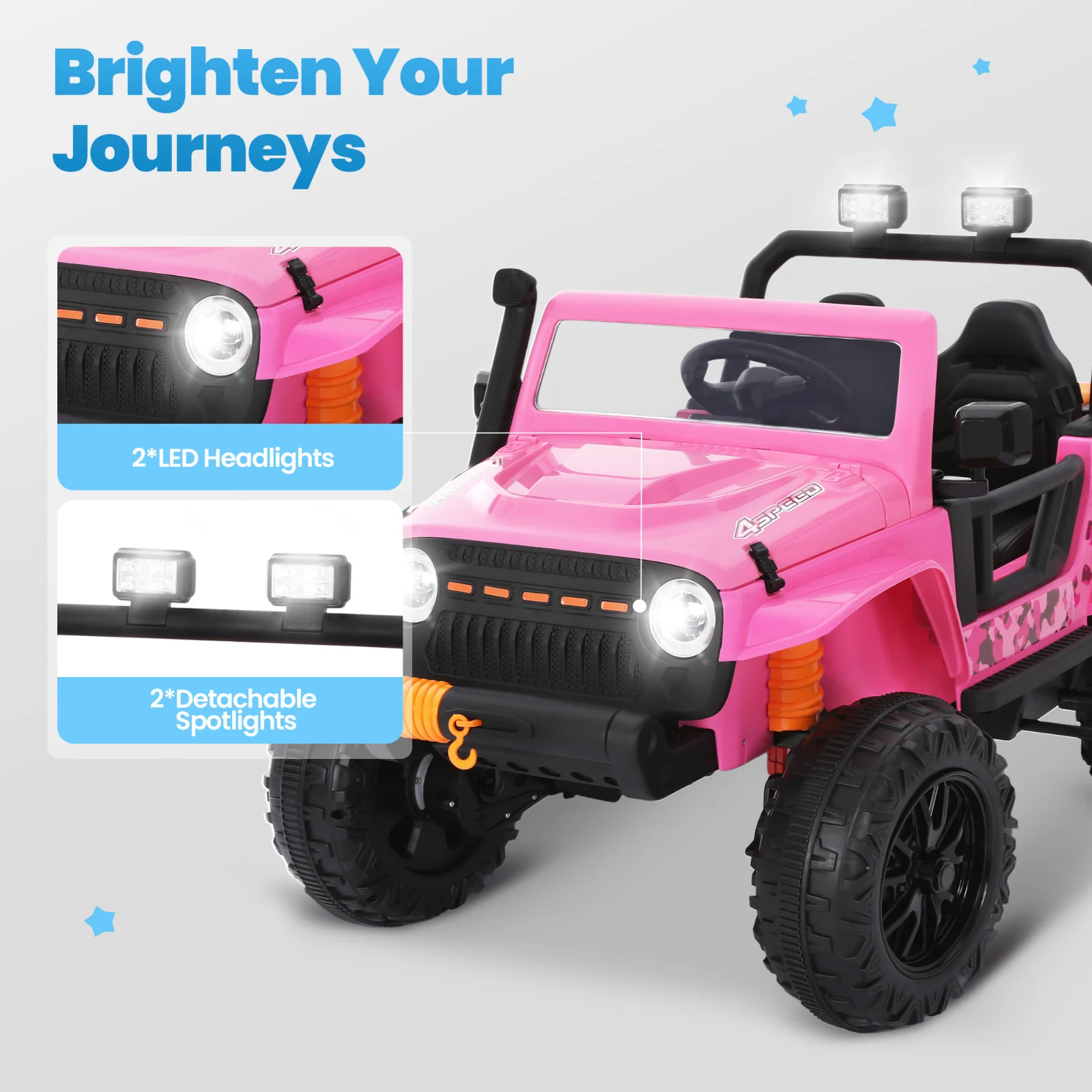 24V Pink Electric Kids Ride-On Jeep Car Toy with Remote Control Battery Powered - Image 6