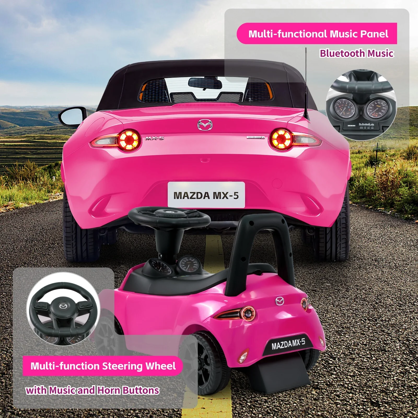 Pink Toddler Push Ride-On Car Toy Stroller for Ages 1-4, Supports up to 50 lbs - Image 2