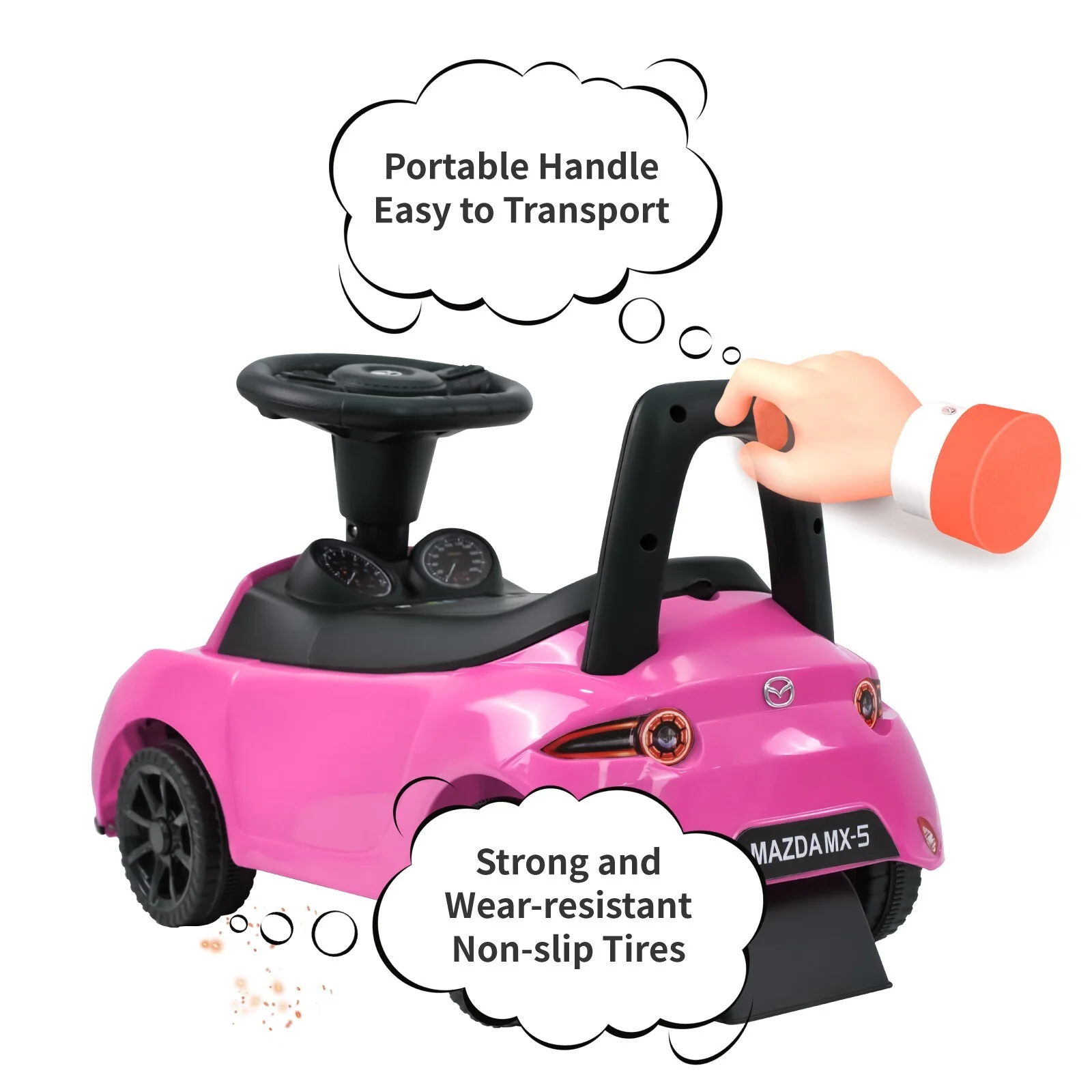 Pink Toddler Push Ride-On Car Toy Stroller for Ages 1-4, Supports up to 50 lbs - Image 4