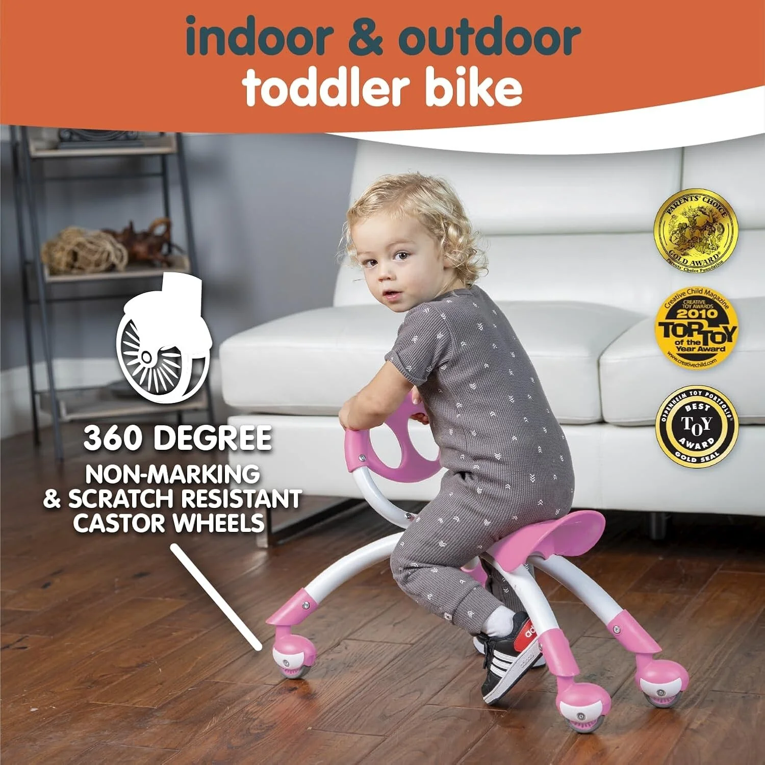 Pink Push Ride-On Toy for Balanced Development Ages 9 Months to 3 Years - Image 6