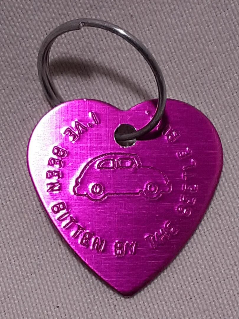 Pink Plated Beetle Bug Key Ring Tag for Keys