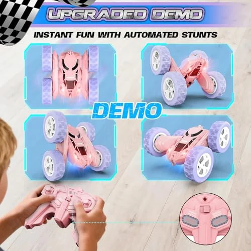 Vibrant Pink and Purple 360° Stunt RC Car for Kids - Image 4