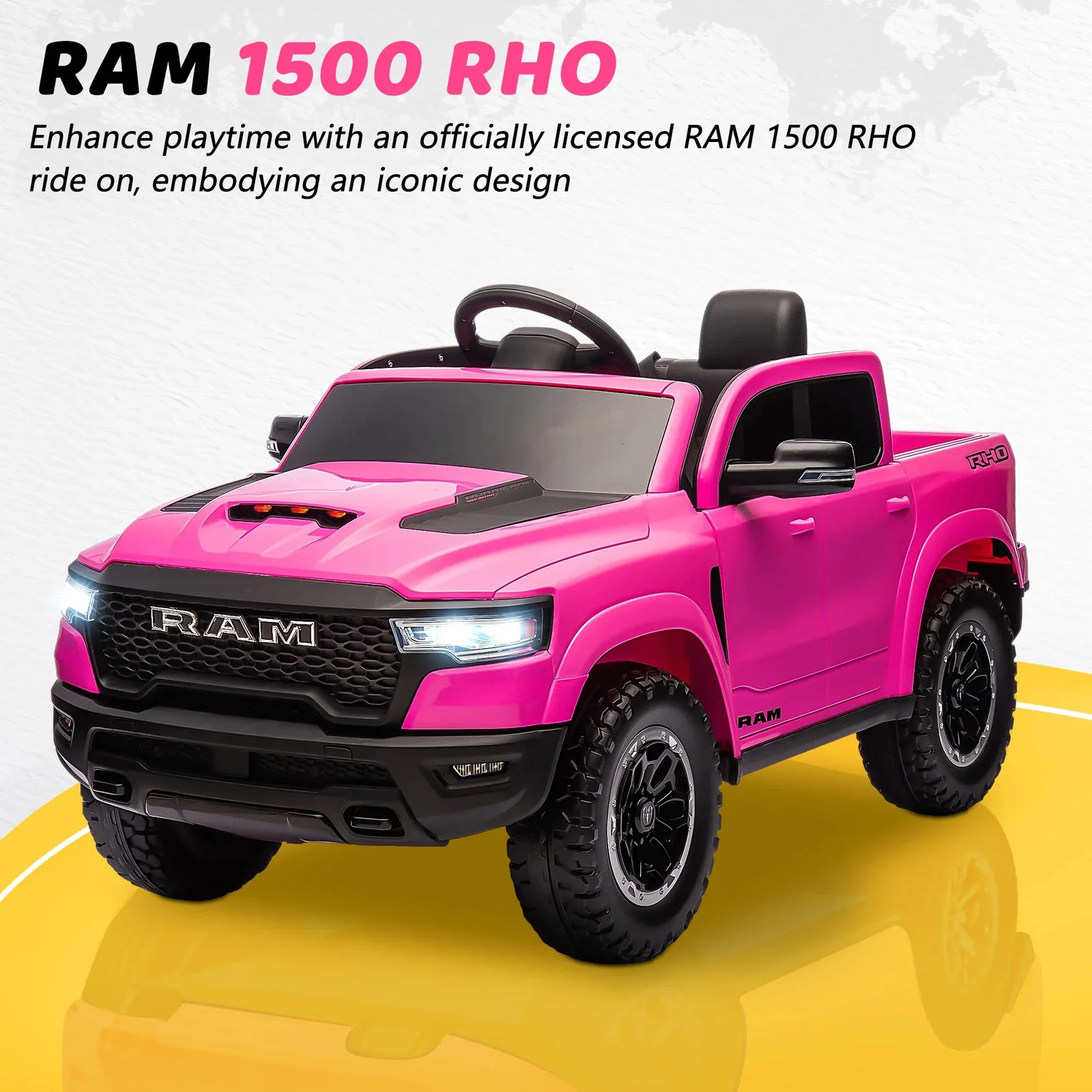 12V Pink Ride-On Truck Toy for Kids with Remote Control, Music, and Lights - Image 6