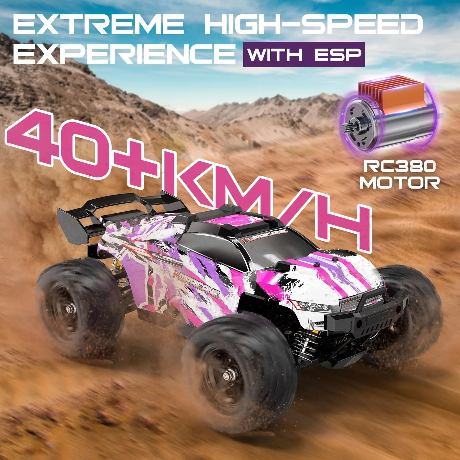 Pink Remote Control 1:18 Scale Fast RC Car for Girls with Speeds Over 40 KM/H - Image 4