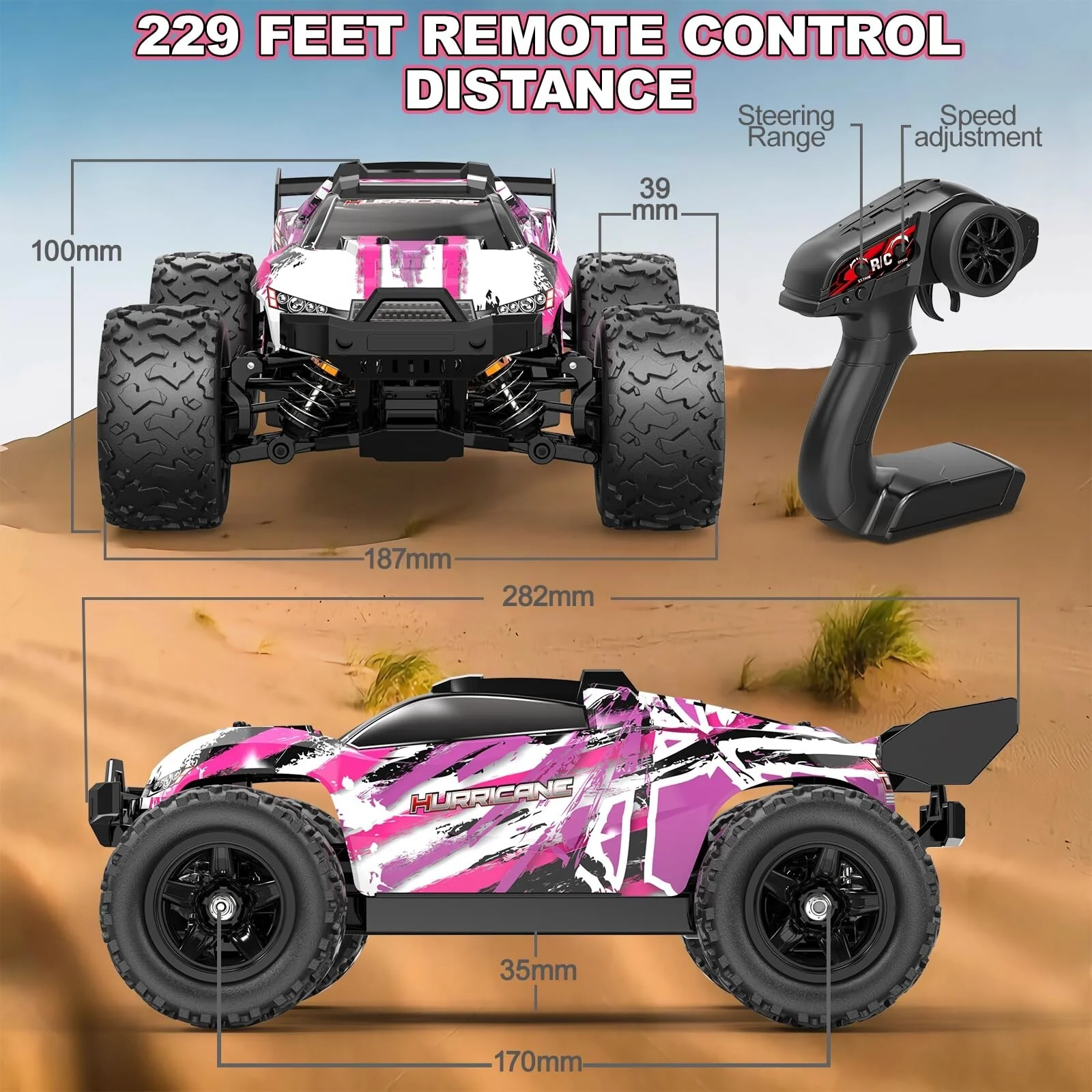 Pink Remote Control 1:18 Scale Fast RC Car for Girls with Speeds Over 40 KM/H - Image 7