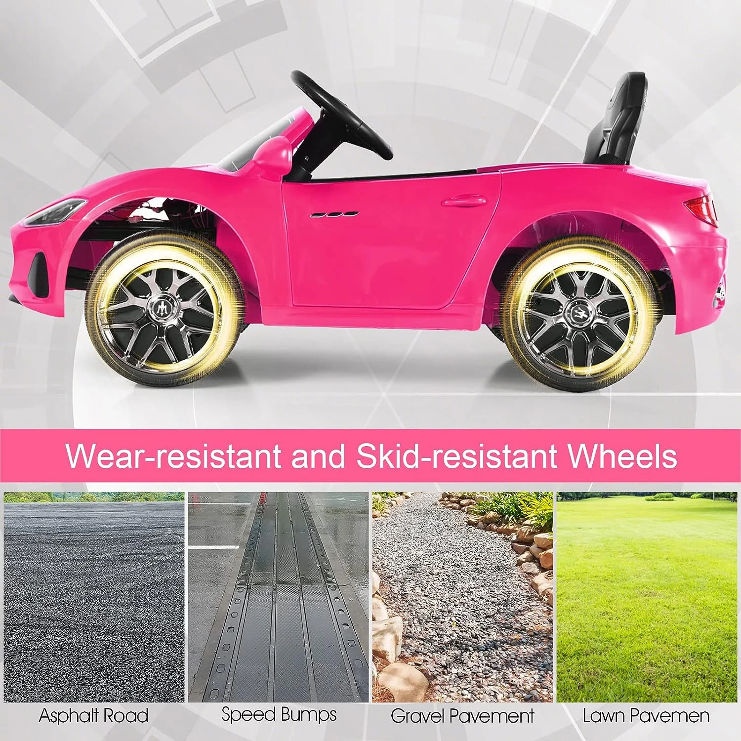 Pink Licensed Maserati 12V Battery-Powered Electric Ride-On Car for Kids - Image 7