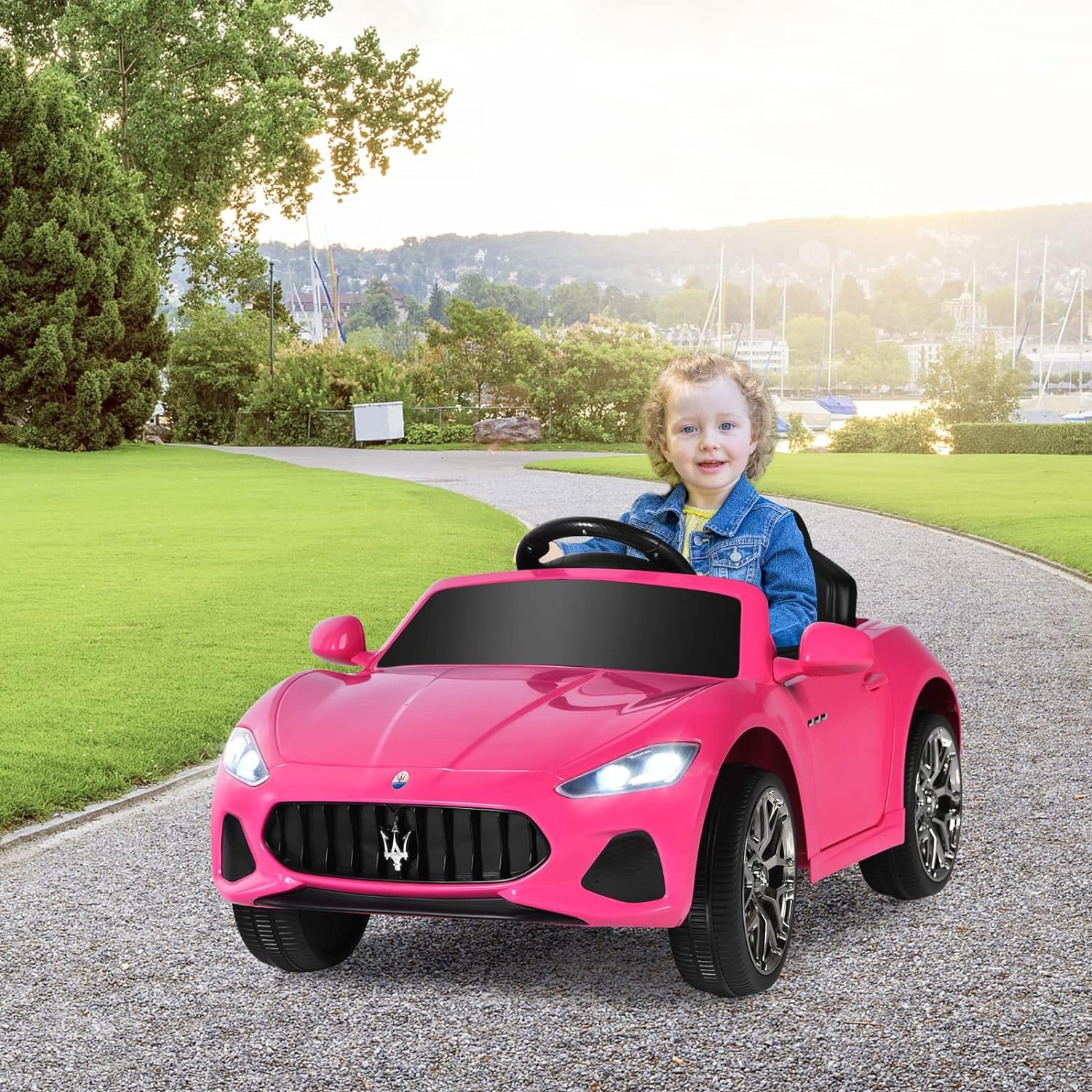Pink Ride-On Licensed Maserati Grancabrio 12V Battery-Powered Motorized Car - Image 2