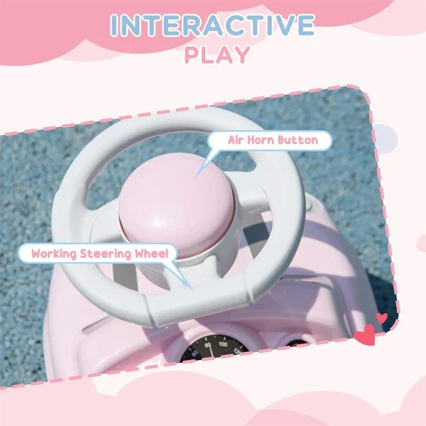 Pink Toddler Ride-On Toy with Horn - Image 7