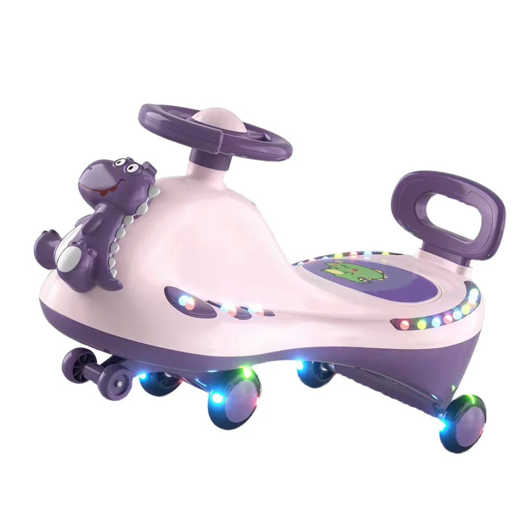 Pink Wiggle Car with Universal Wheels, Quiet Music, and Light Effects for Outdoor Riding - Image 9