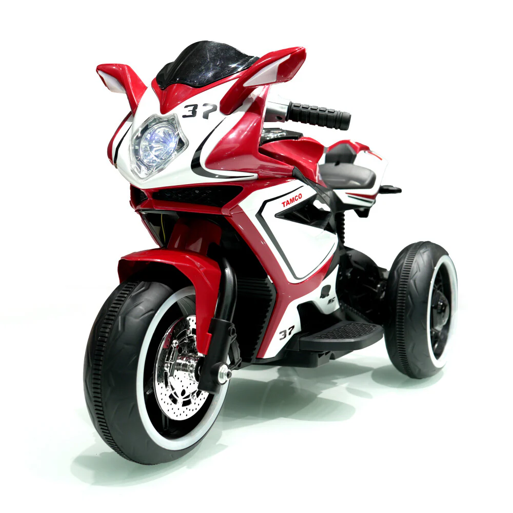 6V Red Plastic Electric Ride-On Motorcycle Toy for Kids