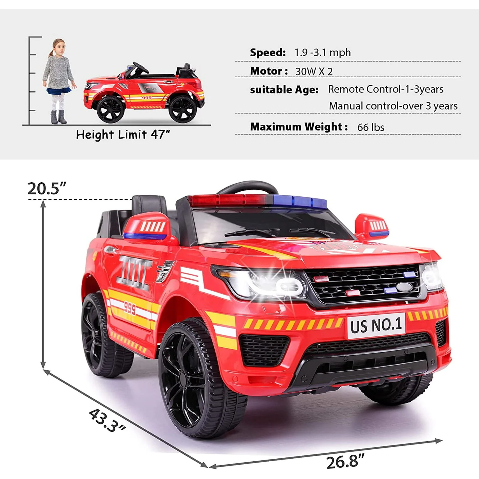 Police Car Electric Ride-On SUV for Kids with Remote Control - 12V Battery Powered Truck Toy - Image 11