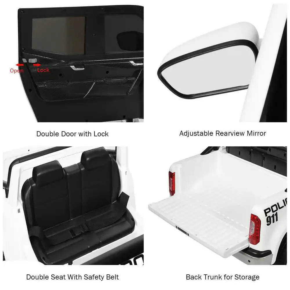 Police Car Ride-On Toy for Kids - 2 Seater Licensed Mercedes Benz X Class RC Trunk - Image 4