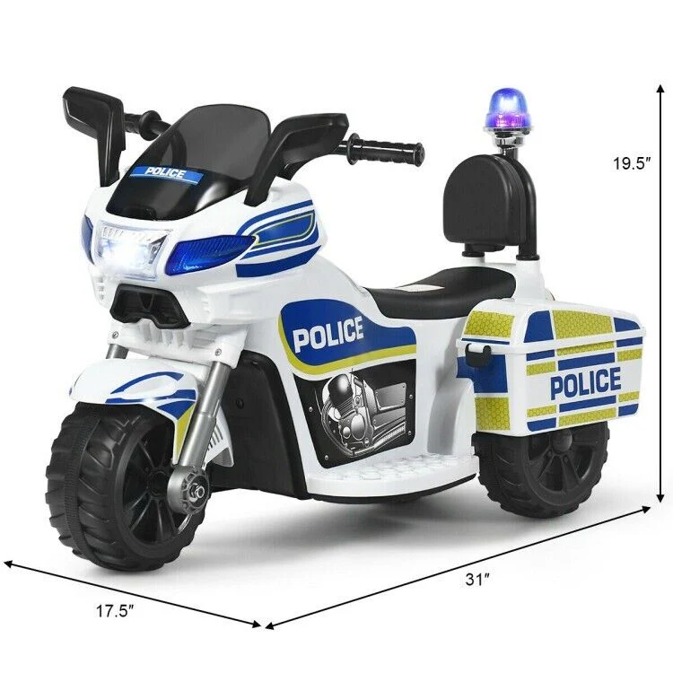 Police Motorcycle Trike for Kids with Flashing Siren - 3-Wheel Ride-On Toy for Children - Image 3