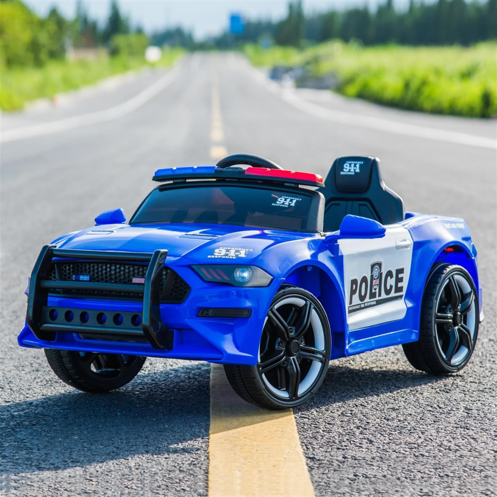 Police Ride On Car for Kids 3-7 Years with 3 Speeds and Remote Control - Blue - Image 7