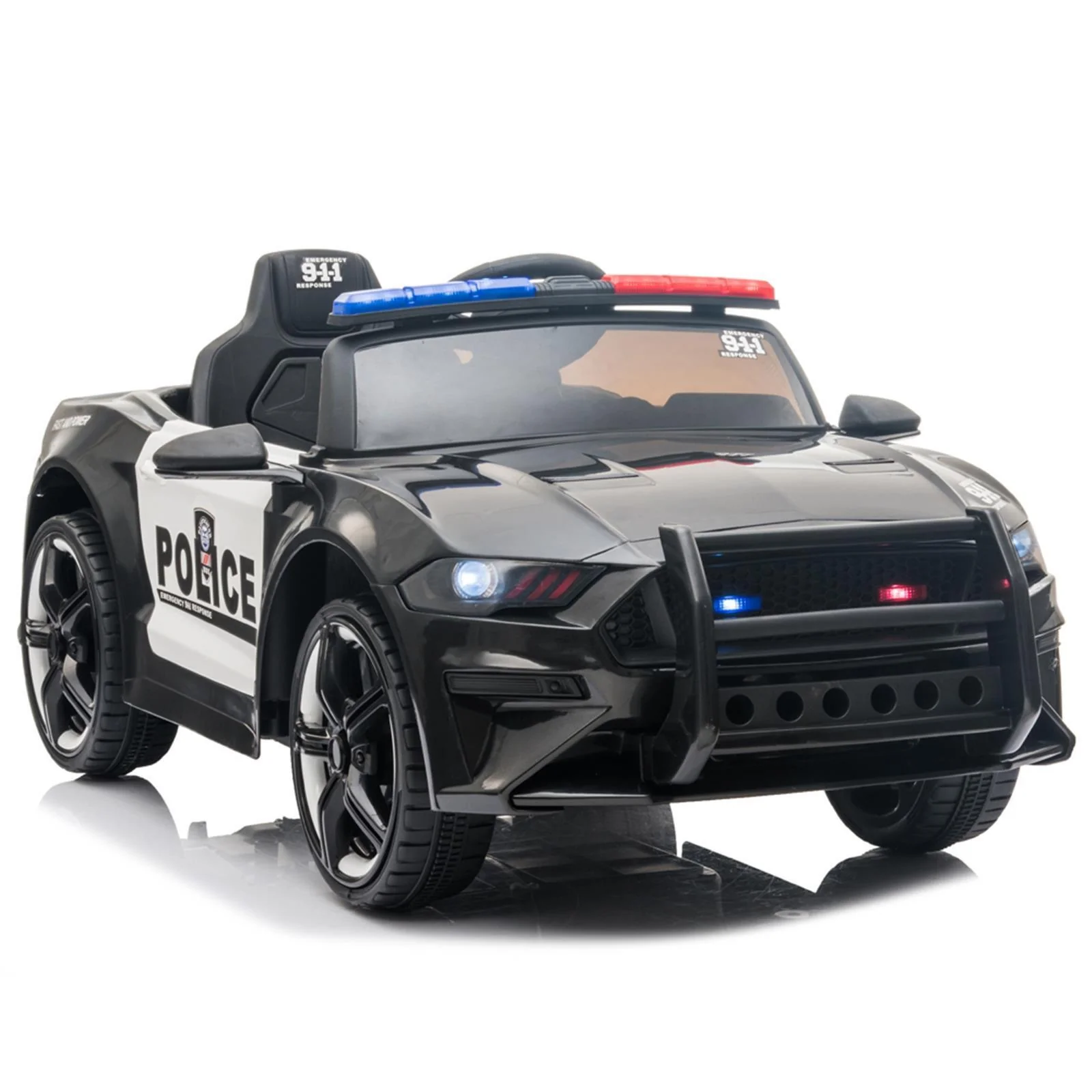 Police Sports Car 12V Ride On Toy with Remote Control and LED Lights - Perfect XMAS Gift for Kids - Image 3
