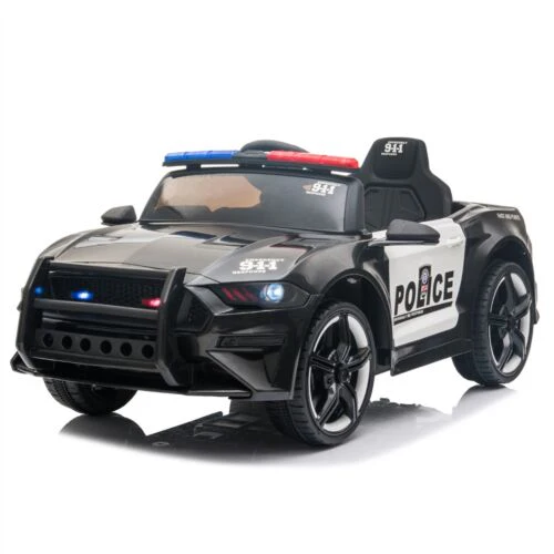 Police Sports Car for Kids with Remote Control, LED Lights, and Siren - 12V
